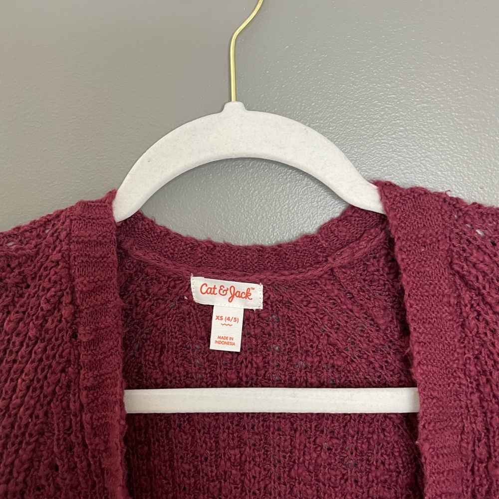 Cat & Jack Girls Maroon Sweater4-5 - Picture 2 of 4